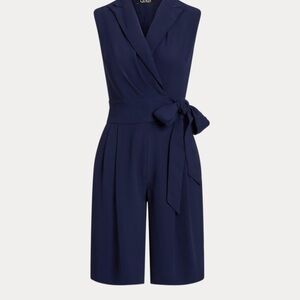 Ralph Lauren Belted Georgette Sleeveless Romper